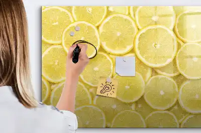 Magnetic marker board with lemon slices design