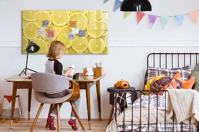 Magnetic marker board with lemon slices design