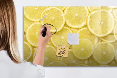 Magnetic marker board with lemon slices design