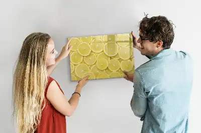 Magnetic marker board with lemon slices design