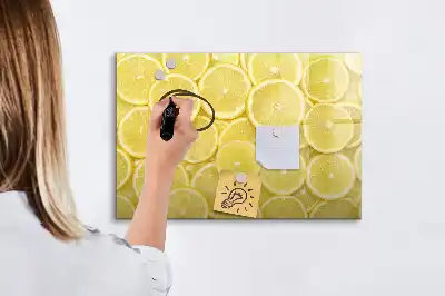 Magnetic marker board with lemon slices design
