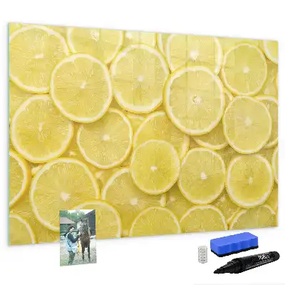 Magnetic marker board with lemon slices design