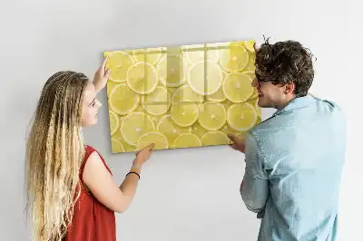 Magnetic marker board with lemon slices design