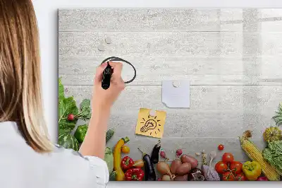 Magnetic whiteboard with a vegetables on the table print