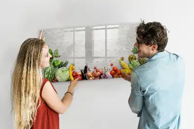 Magnetic whiteboard with a vegetables on the table print