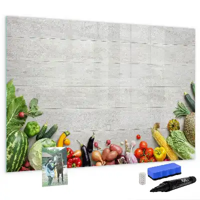 Magnetic whiteboard with a vegetables on the table print