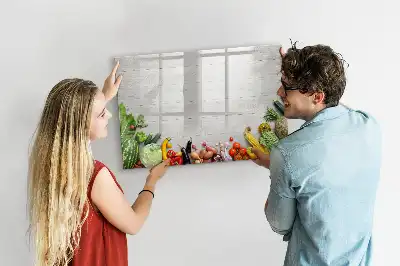 Magnetic whiteboard with a vegetables on the table print