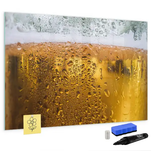 Magnetic glass dry erase board beer mug design