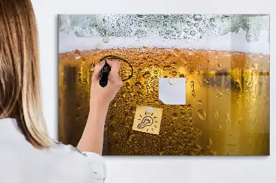 Magnetic glass dry erase board beer mug design
