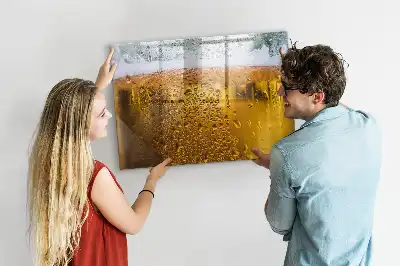 Magnetic glass dry erase board beer mug design