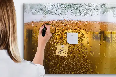 Magnetic glass dry erase board beer mug design