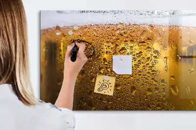 Magnetic glass dry erase board beer mug design
