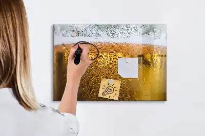 Magnetic glass dry erase board beer mug design