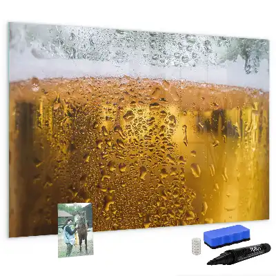 Magnetic glass dry erase board beer mug design