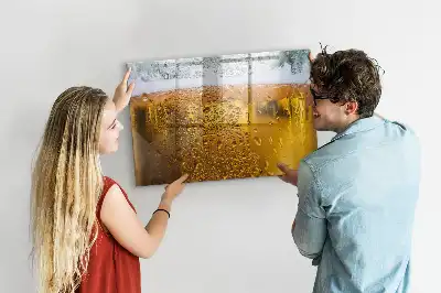 Magnetic glass dry erase board beer mug design