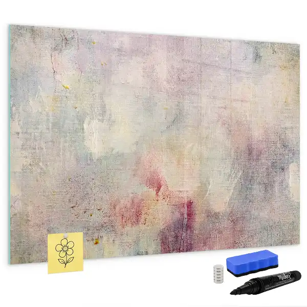 Magnetic glass dry erase board with a painted abstraction design