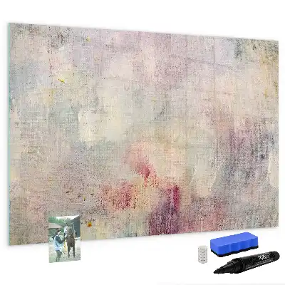 Magnetic glass dry erase board with a painted abstraction design