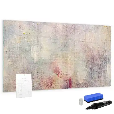 Magnetic glass dry erase board with a painted abstraction design