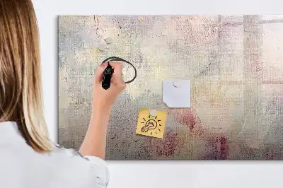 Magnetic glass dry erase board with a painted abstraction design