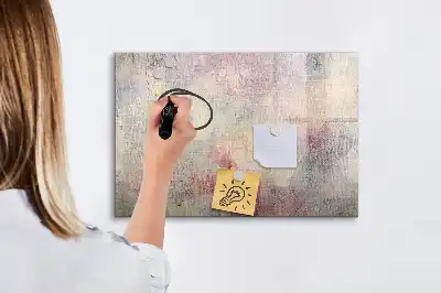 Magnetic glass dry erase board with a painted abstraction design