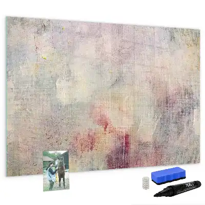 Magnetic glass dry erase board with a painted abstraction design