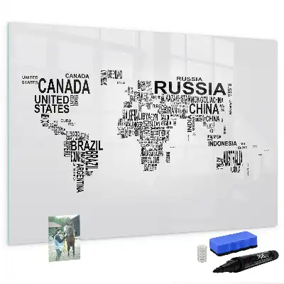 Magnetic marker board with continents from letters