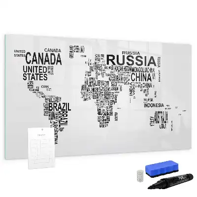 Magnetic marker board with continents from letters