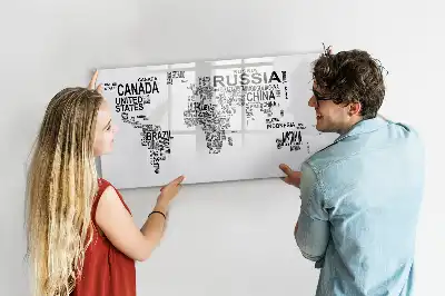 Magnetic marker board with continents from letters