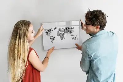 Magnetic marker board with continents from letters