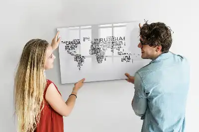 Magnetic marker board with continents from letters