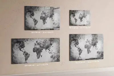 Magnetic glass dry erase board world map design