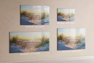 Magnetic glass dry erase board with sunset on the beach design
