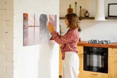 Magnetic glass dry erase board with a decorative marble finish