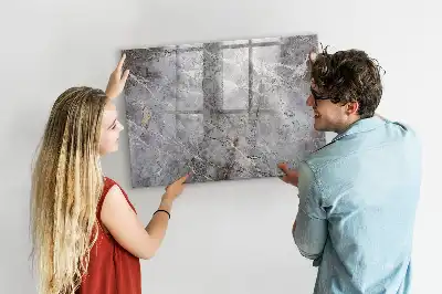 Magnetic glass dry erase board marble pattern