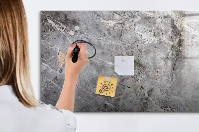 Magnetic glass dry erase board marble pattern