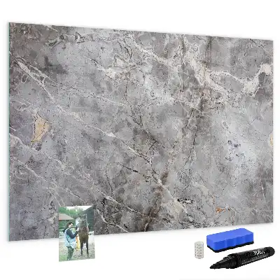 Magnetic glass dry erase board marble pattern