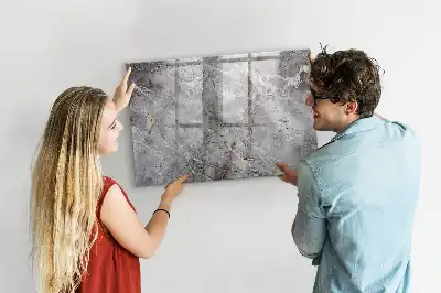 Magnetic glass dry erase board marble pattern
