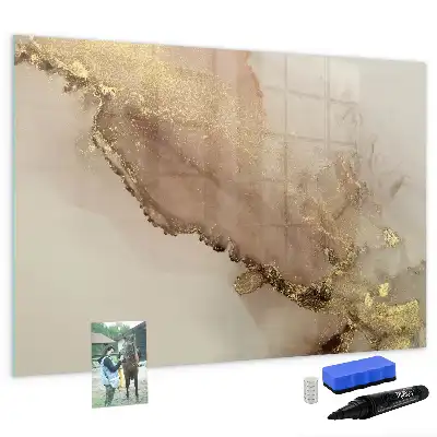 Magnetic marker board gold marble