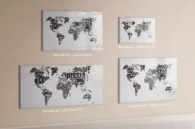World map magnetic marker board with a magnetic surface
