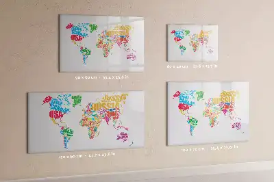 Magnetic glass dry erase board with a colorful country names design