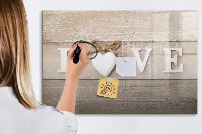 Magnetic marker board with love text design
