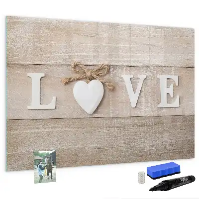 Magnetic marker board with love text design