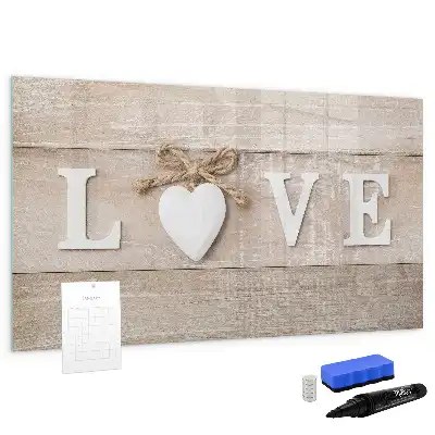 Magnetic marker board with love text design