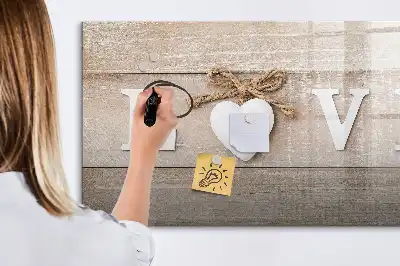 Magnetic marker board with love text design