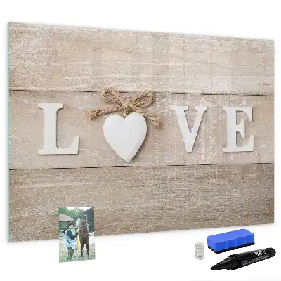 Magnetic marker board with love text design