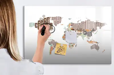 Magnetic marker board with a colorful letter map design