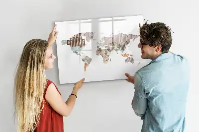 Magnetic marker board with a colorful letter map design
