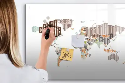 Magnetic marker board with a colorful letter map design