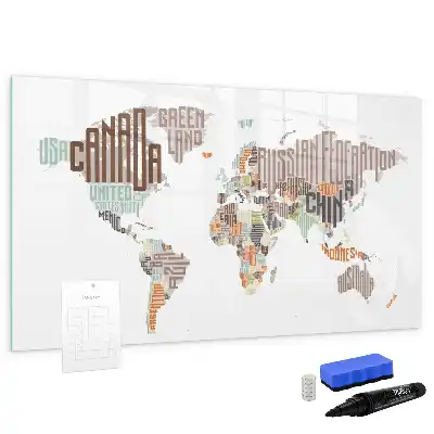Magnetic marker board with a colorful letter map design