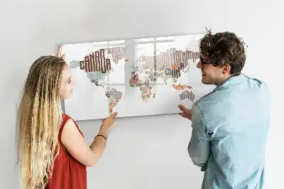 Magnetic marker board with a colorful letter map design